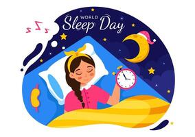 Flat Style of World Sleep Day Highlighting Restful People and a Peaceful Sky vector