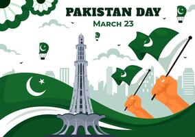 23 March Pakistan Resolution Day Design with Flag and National Icons vector