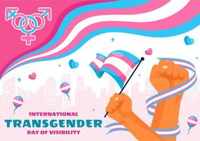 Flat Style for International Transgender Visibility Day Featuring Pride Flags vector