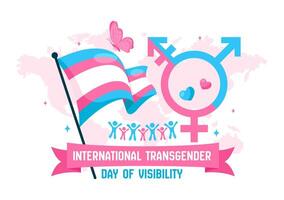 Transgender Day Celebration Design with Pride Flags and Symbols in Flat Style vector