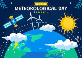 Earth Map and Meteorology Science Illustration for World Meteorological Day on 23 March vector