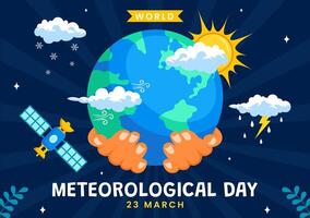 Flat Style Illustration of World Meteorological Day with Climate Studies and Earth Elements vector