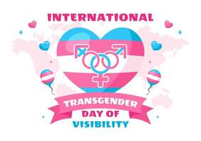 Celebrating Transgender Day of Visibility with Pride Symbols in a Flat Background vector