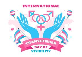Design for International Transgender Visibility Day on March 31 with Pride Flags vector