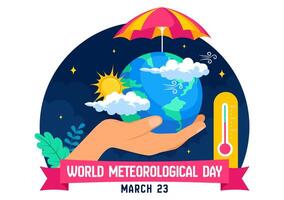 Cartoon Style World Meteorological Day Design with Meteorology and Weather Studies vector