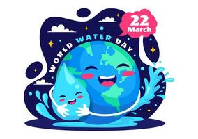 Illustration for World Water Day Featuring Taps and Waterdrops in a Unique Style vector
