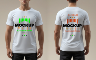 Stylish front part and back part t shirt mockup template for showcasing trendy clothe mockup psd
