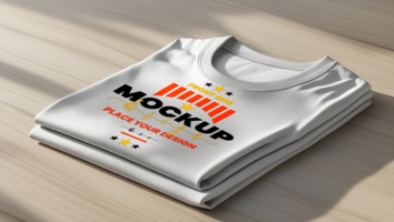 Minimal two folded white t shirts mockup template for showcasing apparel mockup presentations psd