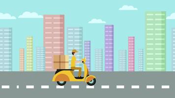 Man on a scooter with boxes on the back Delivery service Animation Background video