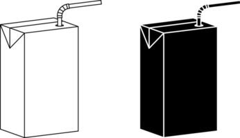 juice box with straw icon set vector