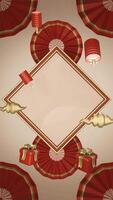 3D red and gold portrait background chinese new year with minimalist space, suitable for product promotion in stories and reels video