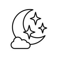 Moon and stars icon with clouds in front of it vector