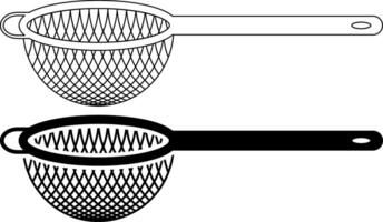 side view tea strainer icon set vector