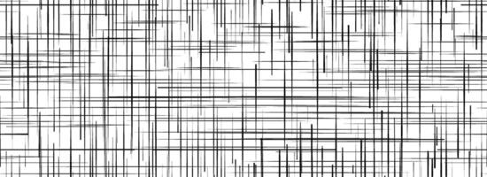 Black cross hatch seamless texture. Repeating straight scratch line pattern surface. Rough sackcloth fabric background. Crosshatch linen canvas burlap overlay wallpaper. Textile backdrop vector