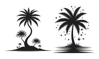 Silhouette of Palm Trees - Tropical Nature Scene with Black Palm Tree vector