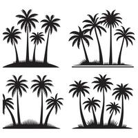 Silhouette of Palm Trees - Tropical Nature Scene with Black Tree Design on White Background vector