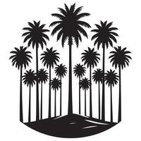 Silhouette of Palm Trees - Tropical Nature Scene with Black Palm Tree Design on White Background vector