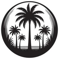 Silhouette of Palm Trees - Tropical Nature Scene with Tree Design on White Background vector