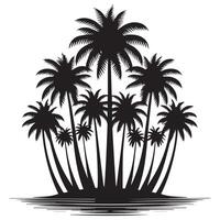Silhouette of Palm Trees - Tropical Nature Scene with Black Palm Tree Design vector