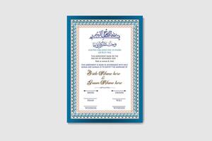 Nikkah Certificate Template Design vector