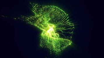 Abstract green light patterns forming a glowing silhouette, representing technology, data flow, and futuristic themes video
