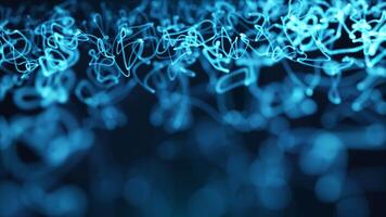 Bright blue glowing light trails swirling and flowing dynamically in a dark, futuristic design backdrop video