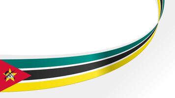 wavy mozambique flag ribbon background with copy space for text. mozambique national day vector