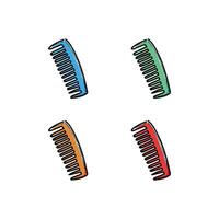 A digital illustration featuring a collection of colorful combs, each with a unique vibrant color, displayed on a plain white background. Perfect for themes of grooming, design, and personal care. vector