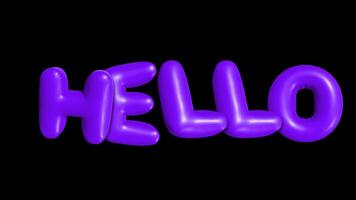 Purple Balloon Letters Spelling Hello Against Black Background A vibrant and playful image video