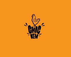 Chicken character and typography illustration vector