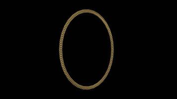 Golden Chain Rotating on a Transparent Background. Seamless Loop. Luxury. 4K video