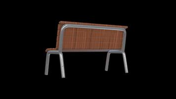 Wooden Bench Rotating on a Transparent Background. Seamless Loop. Park Bench. 4K video