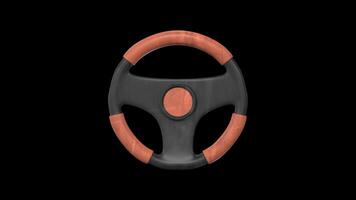 Car Steering Wheel Rotating on a Transparent Background. Seamless Loop. 4K video