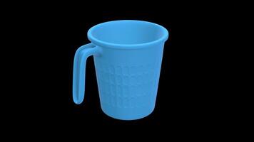 Bucket Mug Rotating on a Transparent Background. Seamless Loop. Plastic Mug. 4K video