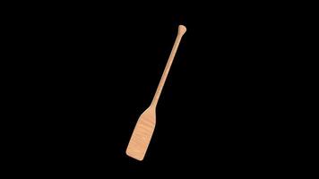 Wooden Boat Paddle Rotating on a Transparent Background. Seamless Loop. 4K video