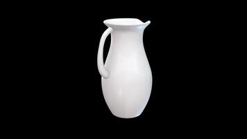 Glass Jug Rotating on a Transparent Background. Seamless Loop. Water Jar. 4K video