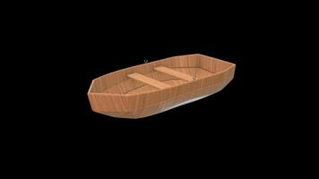 Wooden Stylized Boat Rotating on a Transparent Background. Seamless Loop. 4K video
