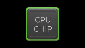 CPU Chips Rotating on a Transparent Background. Seamless Loop. Processor Chipset. 4K video