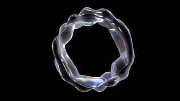 Iridescent Round Frame Animation With Glowing Lights Against Black Background video