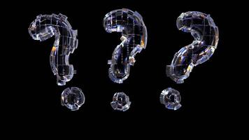 Three Glowing Question Mark Symbol Animation Against Black Background For Ask, Problem Solution Concept video
