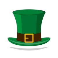 Green leprechaun hat with buckle on white background. vector