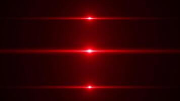 Red color three shiny flickering optical flair light rays modern design Loop-able black background video