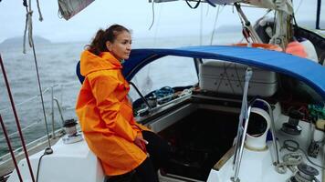 Yachting And Boating In Beautiful Atlantic Ocean In Cloudy Day, Trip To Kamchatka Or Iceland video
