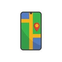 A phone screen displays a map vector