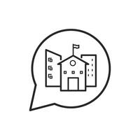 Speech bubble with school building vector