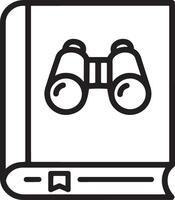 Minimalistic Art Icon of a Closed Book with Small Telescope Symbol vector