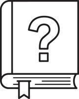 Minimalistic Art Icon of a Closed Book with Question Marks vector