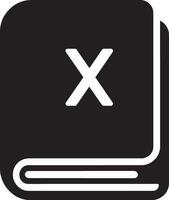 Create a Minimalistic Closed Book Icon with an 'X' Symbol vector