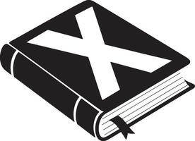Design a Restriction-Focused Closed Book Icon with Bold 'X' vector