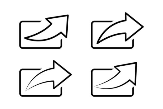 Line Share Icons of Arrows Pointing Outward from a Rectangle. Line Share Arrow Icon. vector